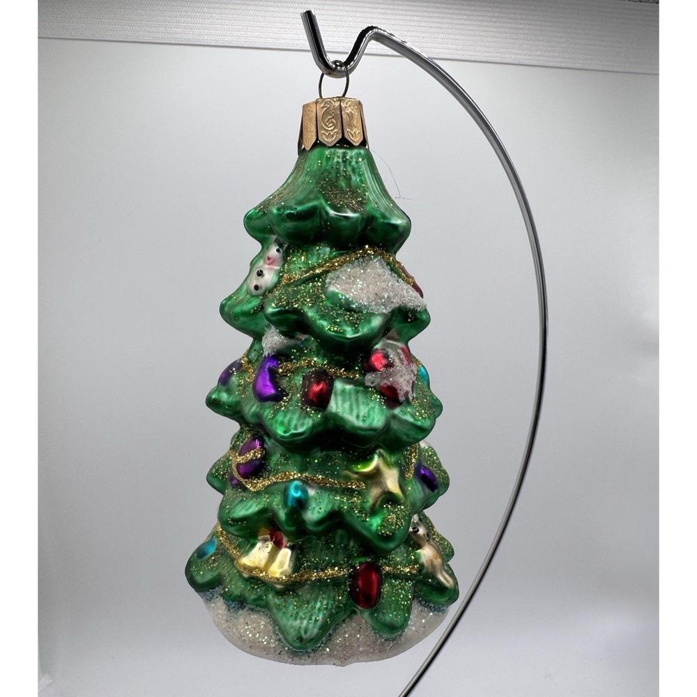 Waterford Holiday Heirlooms Green Blown Glass Christmas Tree Ornament 153721
